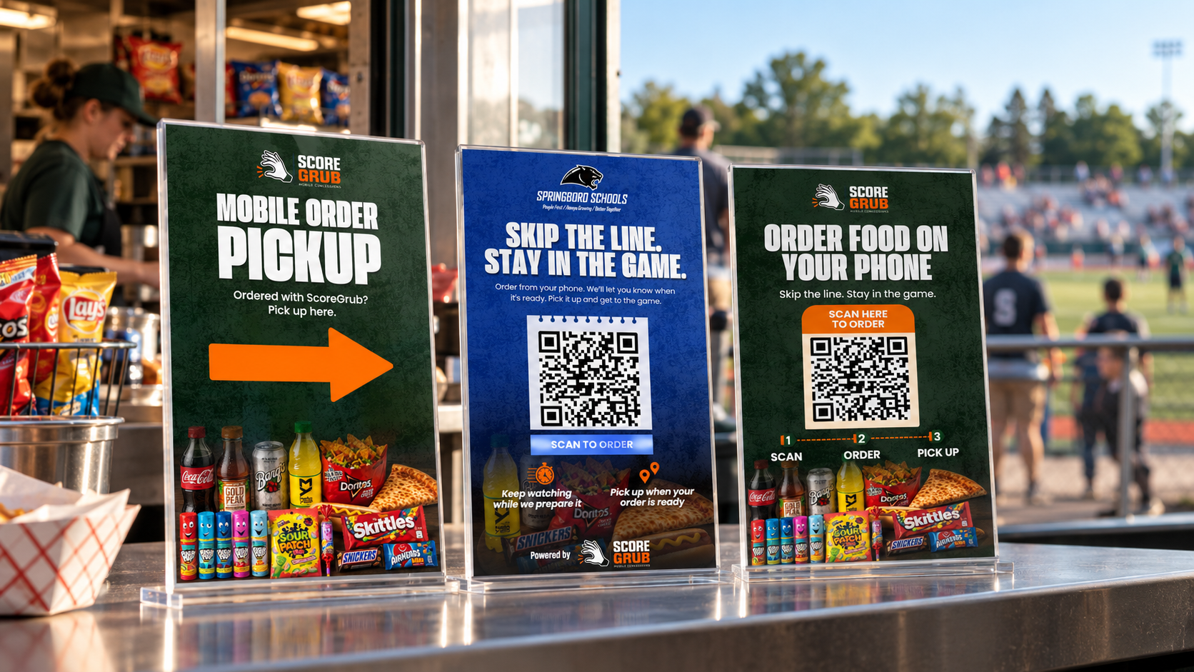 Signs that show fans how to order